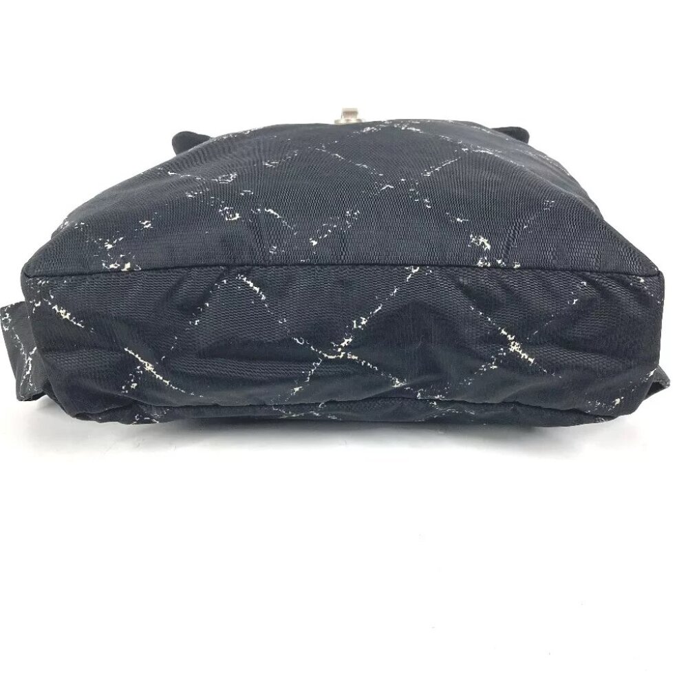 CHANEL Old travel line backpack bag Backpack Nylon Black/White - Picture 9 of 14